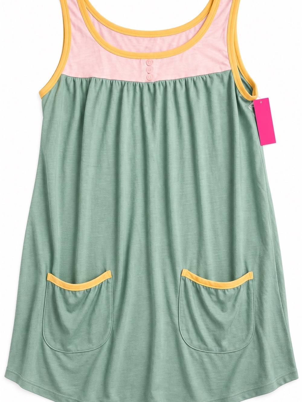Xhilaration Colorblock Babydoll Tunic Tank Top With Pockets NWT